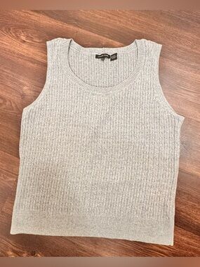 JEANNE PIERRE Ribbed Knit Tank Top in Light Gray